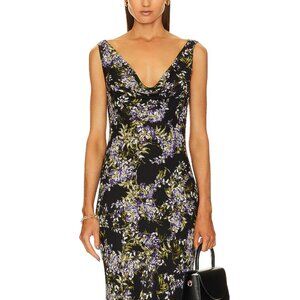 Norma Kamali Deep Drape Neck Gown - Lavender Floral